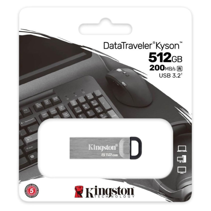 Clé USB Kingston DataTraveler Kyson USB-A 3.2 512 Go DTKN/512GB - Argent — Kingston · Smarty Paris 18e